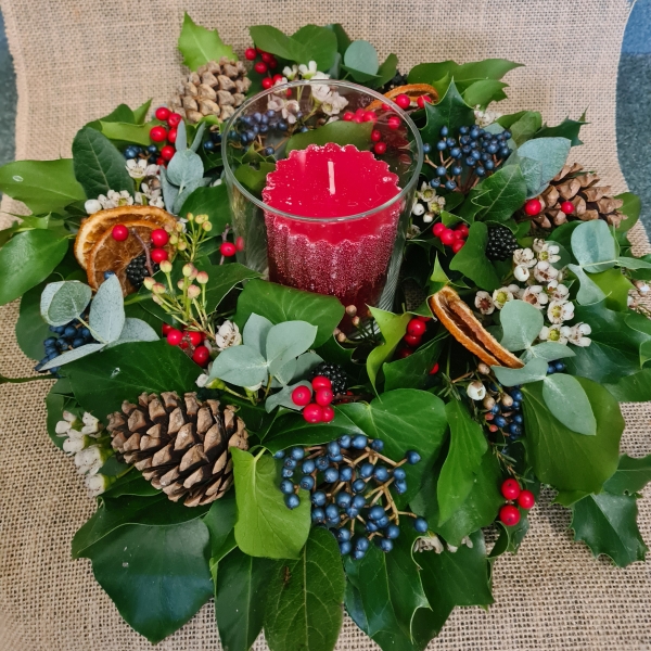 Winter Hedgerow Candle Arrangement