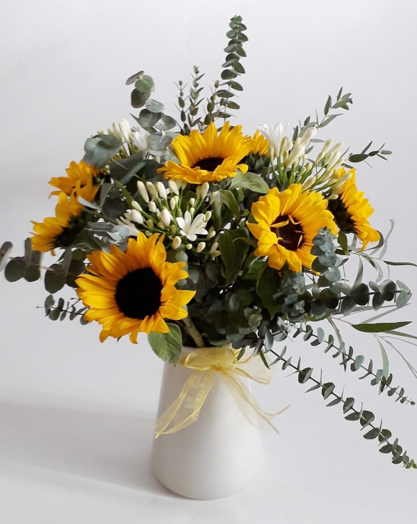 Sunflower and Agapanthus Vase